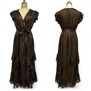 Marie Oliver Silk Blend Ruffle Midi Dress S Fairygoth Whimsigoth Wedding-Guest